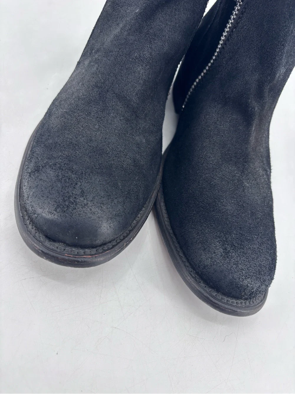 Dolce Vita J.D. Fisk Genuine Suede Leather Hipster Zippered Moto Ankle Boots